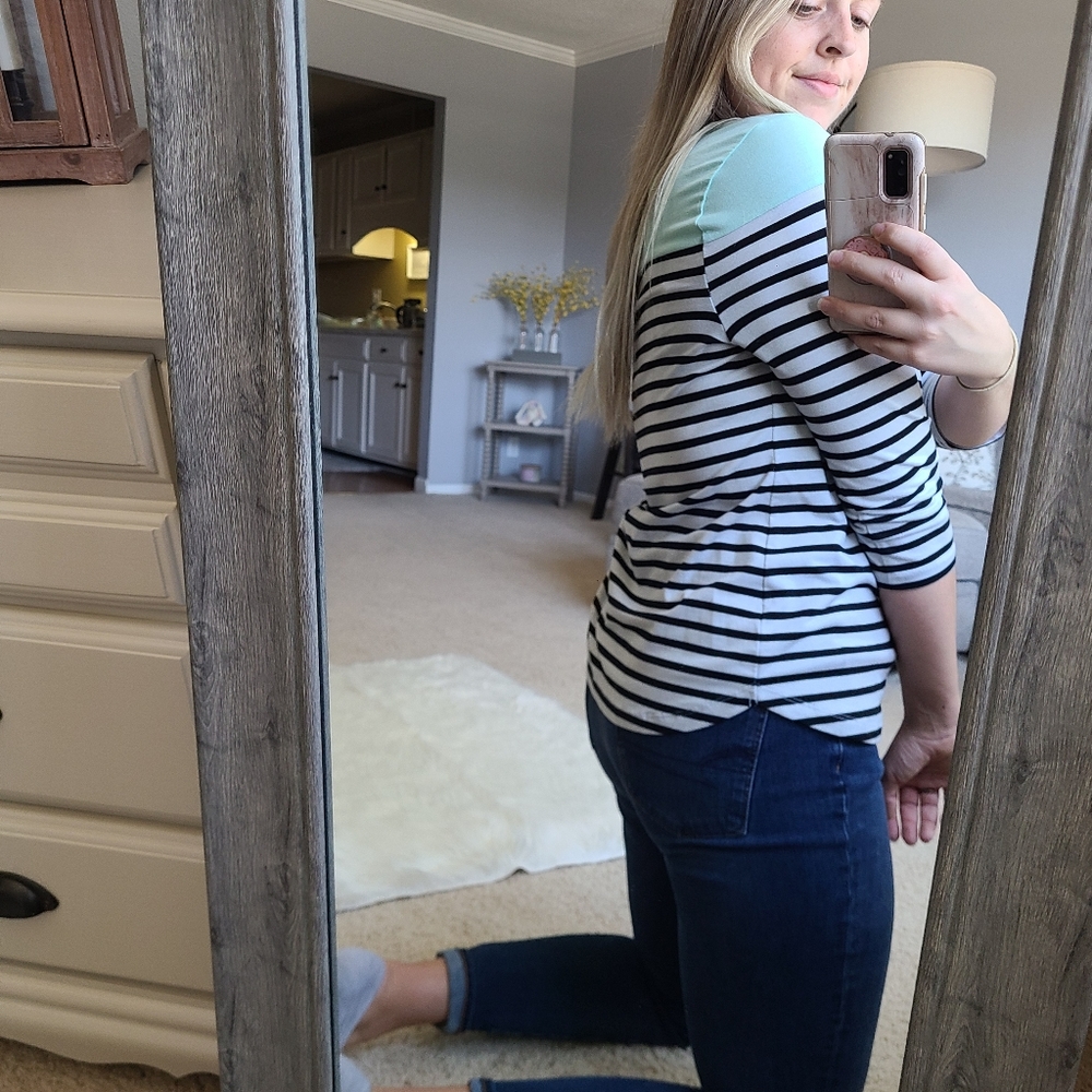 Croft & Barrow 3/4 Sleeve Striped T-shirt - Picture 4 of 15